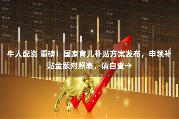 牛人配资 重磅！国家育儿补贴方案发布，申领补贴金额对照表，请自查→